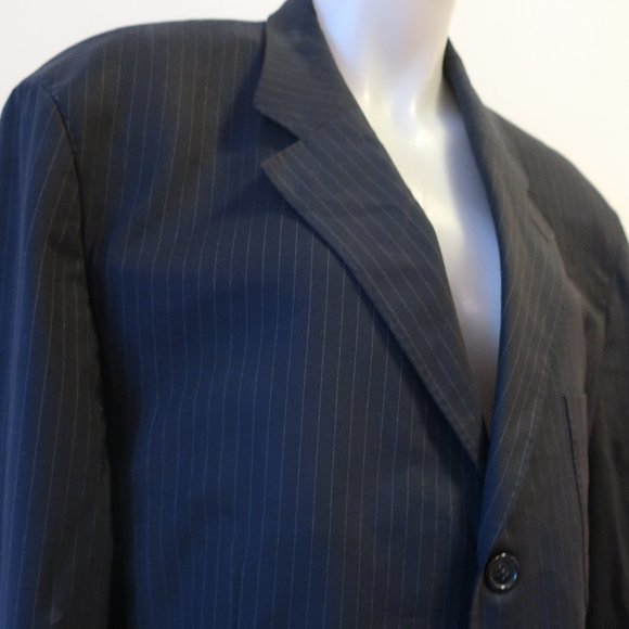 RENE LIZARD PINSTRIPE WOOL BLAZER JACKET 44 L * - Picture 4 of 16